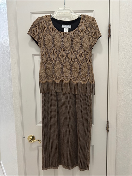 Jessica Howard Dresses & Skirts - Jessica Howard Black and Gold Two-Piece Dress with Fringe Detail